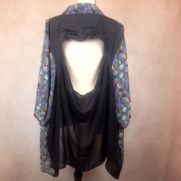 Nightmare Before Christmas Halloween Open Front Open Back Cardigan Duster - Picture 3 of 7